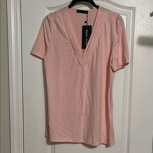 SHEIN Pink Fitted Short Sleeve T-Shirt